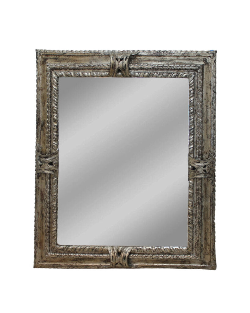 Baroque Parisienne Ornate Wall Mirror w/Antique Silver Gold Patina Finish 54.5W 66.5H