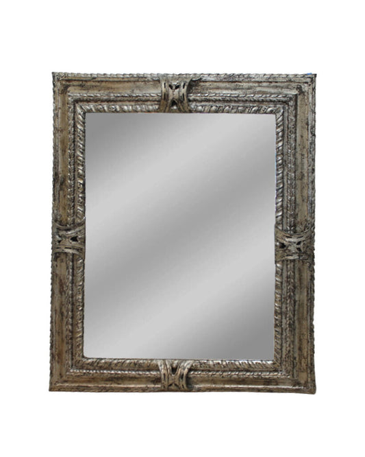 Baroque Parisienne Ornate Wall Mirror w/Antique Silver Gold Patina Finish 54.5W 66.5H