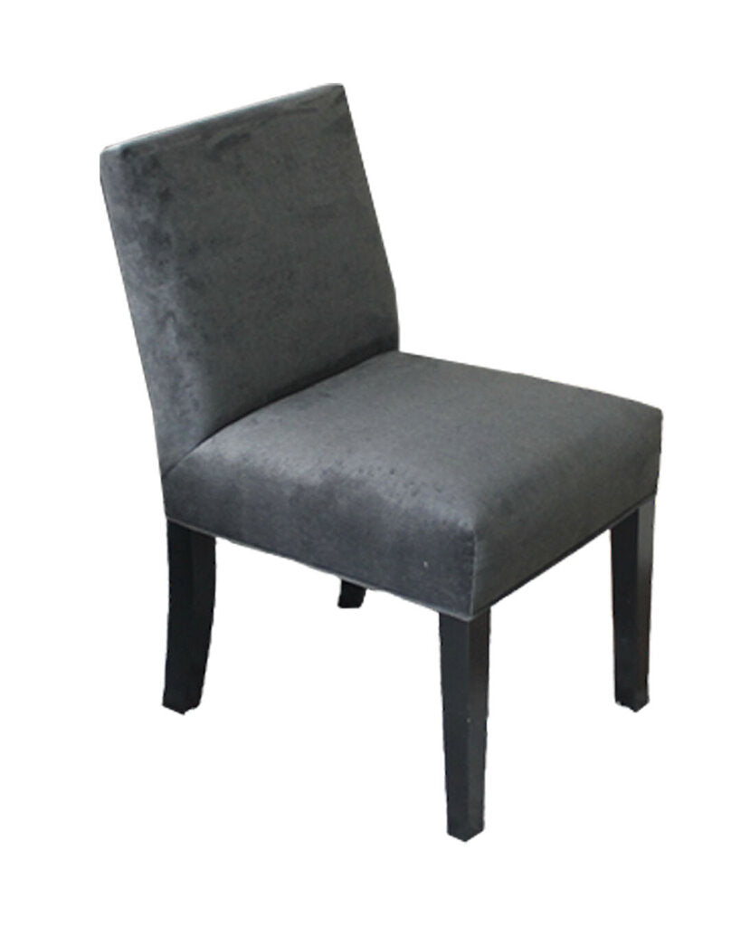 Meridith Baer Dk. Grey Velvet Uphol. Armless Dining Chairs 19W 25D 34H -SET OF 8