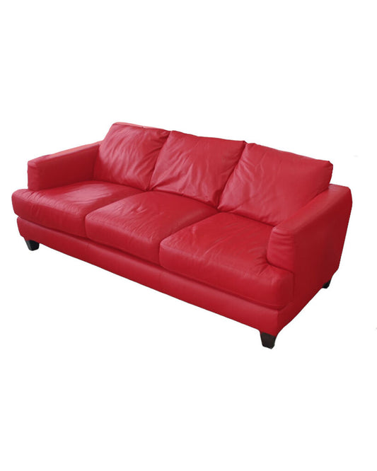 Natuzzi Editions Red Leather Sofa 80 x 36.5 x 30.5"H