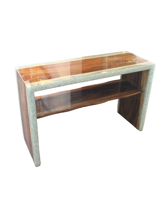 Made Goods Emiyn Console Table, Natural Suar Wood w/Crystals 48W 18D 31H