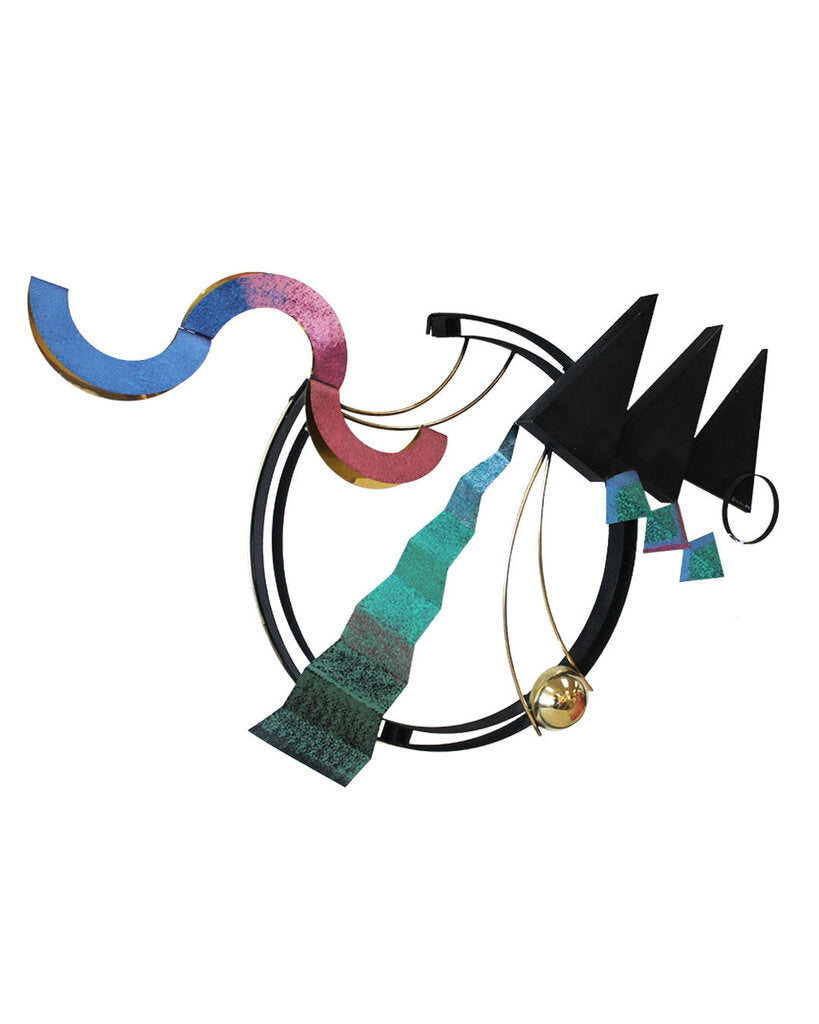 Rare Curtis Jere 1990's Mixed Media Post Modern Abstract Art Wall Sculpture, Signed 40.5 x 37.5