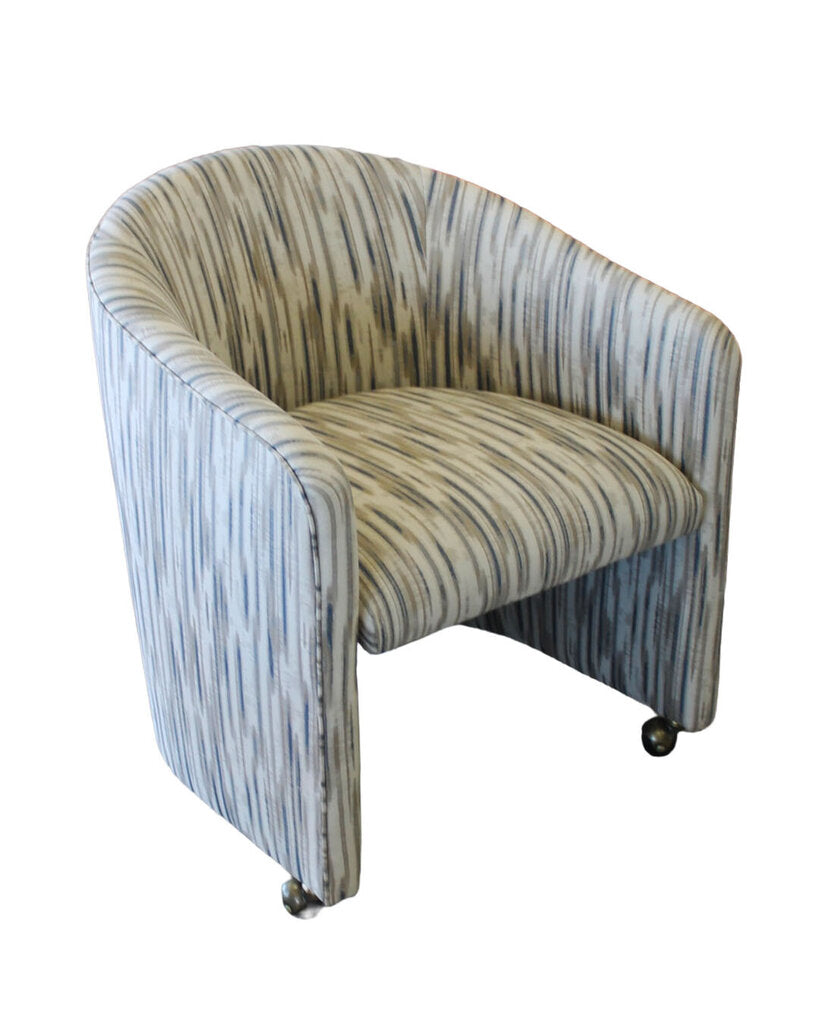 Vintage Inspired Swivel Club Chairs, New Upholstery Black/White Abstract Pattern 26.5W 25.5D 30H - PAIR