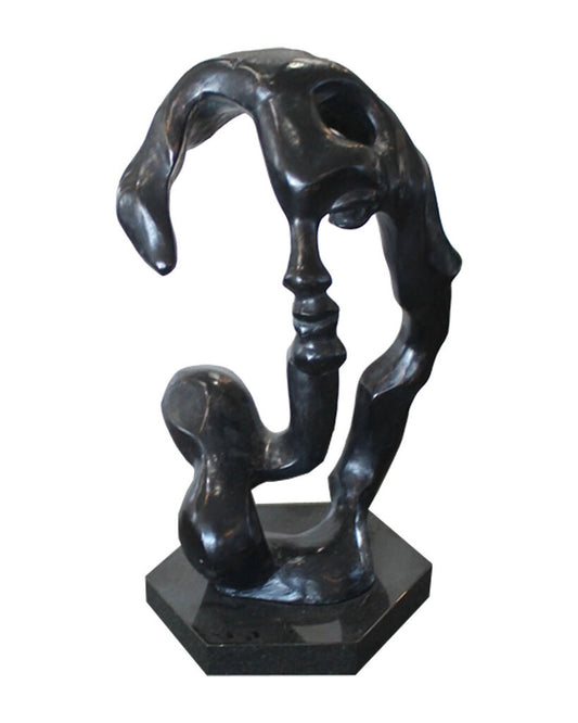 Surrealist Sculpture by Kiara Sever, "Portrait of Woman" Black Lacquer w/Marble Base 22"H