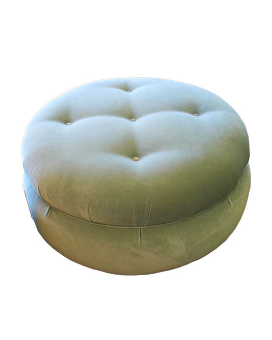Mid-Century Rd. Tufted Poof on Casters 34Dia 16H