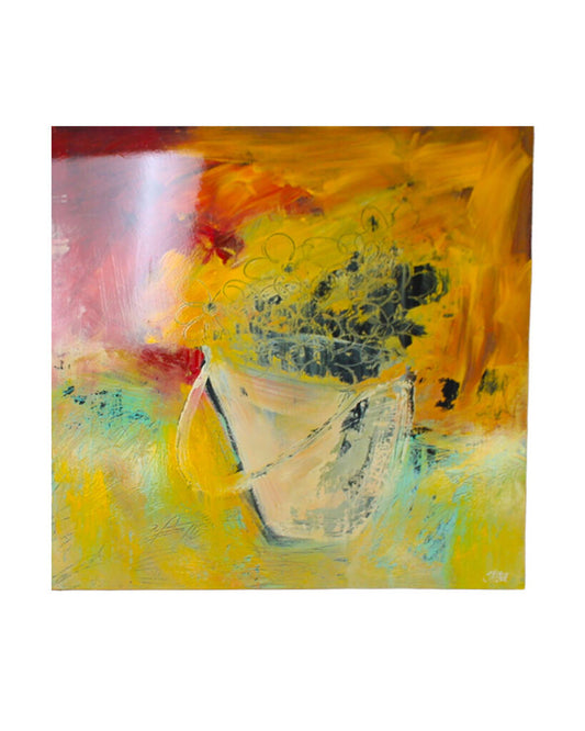 Signed Savage Expressionist Abstract Style Painting on Board 36" Sq.