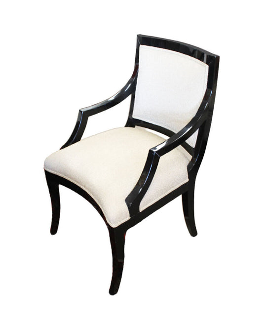 J. Robert Scott Lounge Chairs, Black Lacquer w/Beige Upholstery 24W 29D 37.5H - SET OF 4