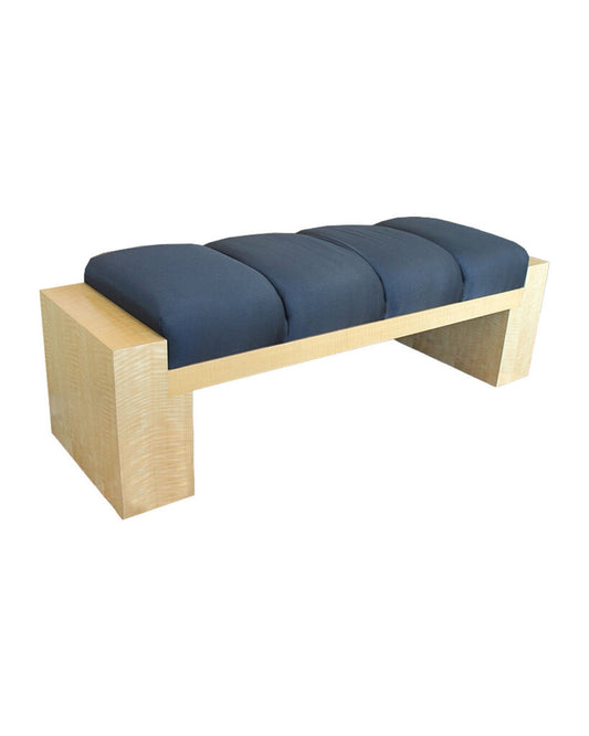 Holly Hunt Upholstered Cushion, Solid Wood Meditation Bench 1990's 62W 20D 20H