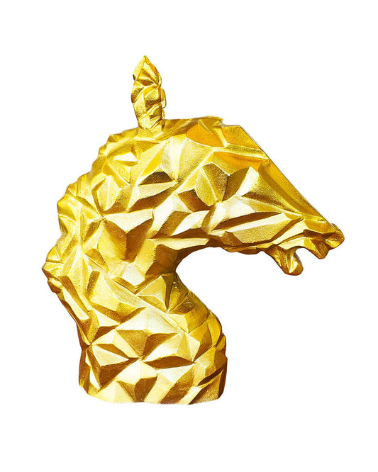 Guichifun Gold Geometric Horse Bust Sculpture, Bronze & Brass 19 x 7.7 x 25"H