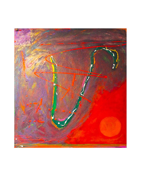 "Coyotes Tantrum" Signed Carolyn Brandon, Acrylic on Canvas Abstract 42W 48H