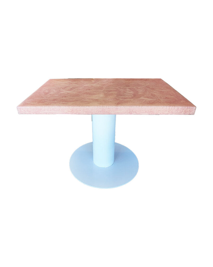 Pink Swirl Pedestal Table, High Quality Epoxy Resin on Hardwood by Louiet Designs 45.5D 30D 30H