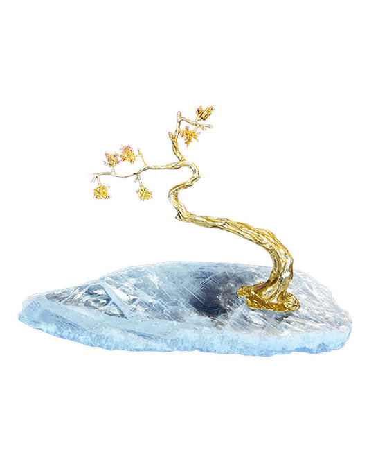 John Richard Winding Brass Tree on Selenite 20.5L 12.5H