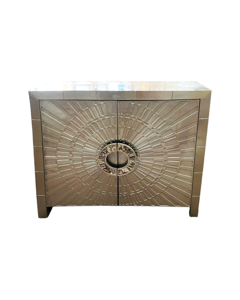 Jonathan Adler Talitha Cabinet, Starburst Pattern, Abalone Shell Ormalachite Mosaic 36 x 18 x 32.25H