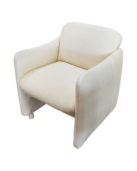 Mid-Century Modern White Performance Upholstered Arm Chairs 26W 26D 29H - Set of 3