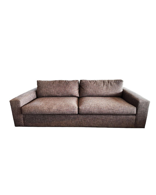 McCreary Modern Textured Woven Black/Brown Fabric Sofa 92W 42D 27H