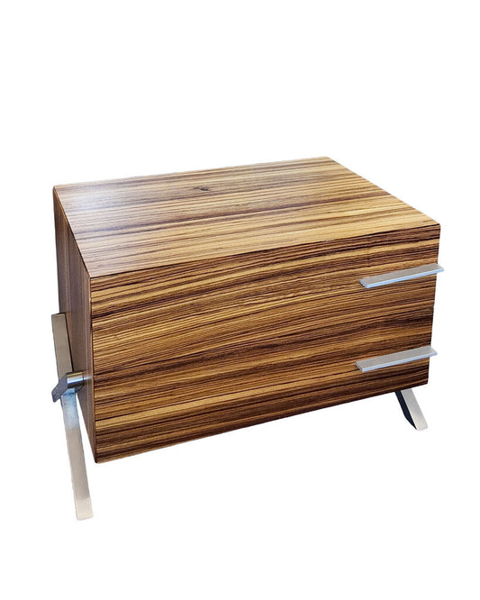 Vesta Home Tigerwood Nightstands, Metallic Legs (PAIR) 25 x 15.75 x 16.5