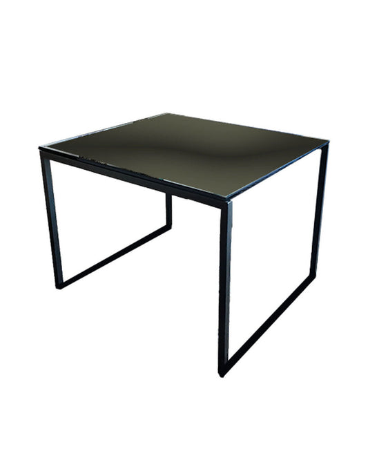 Black Metal Frame w/Smoked Black Tempered Glass Side Table 24W 22D 19H