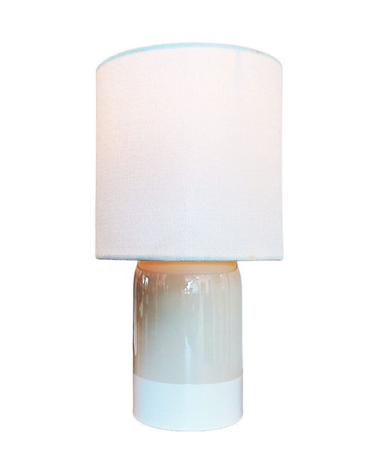 Modern Ceramic Two Tone Table Lamps, White Shades 12H - PAIR