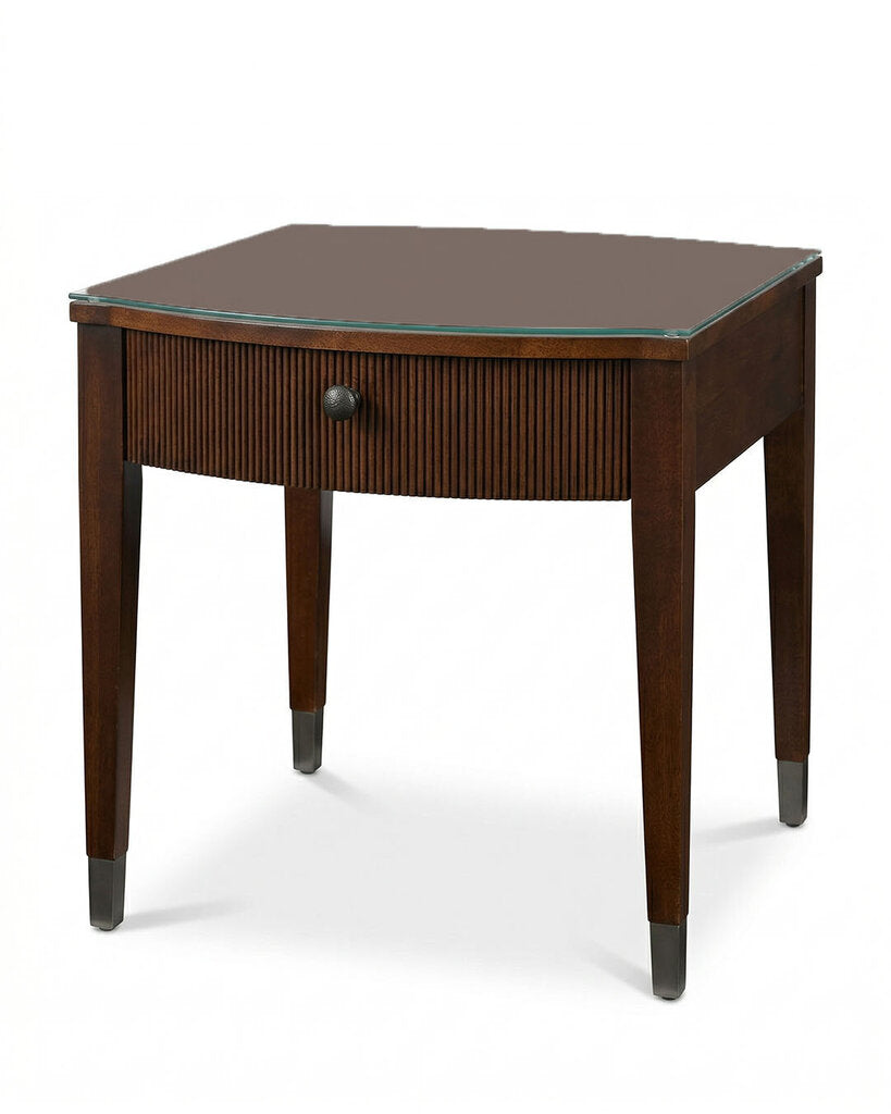 Ethan Allen Avenue Side Tables, Bowed Front 25W 29D 25.5H - PAIR