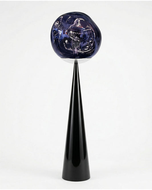 Tom Dixon Melt Floor Lamp, Black Small Conical Base/ Blue Top 57.5H
