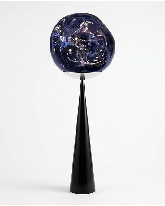 Tom Dixon Melt Floor Lamp, Lg. Black Conical Base/ Blue Top 61H