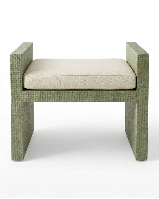 Villa & House H-Bench, Lacquered Raffia 26.5 x 18 x 22.5"H