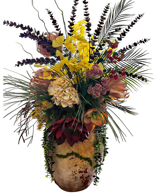 Garden Variety, Moss & Stone Vase 50H
