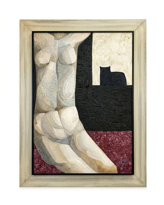 "Desnudo Con Gato" (Naked w/Cat) by Edward Tamariz 40.75W 53.5H