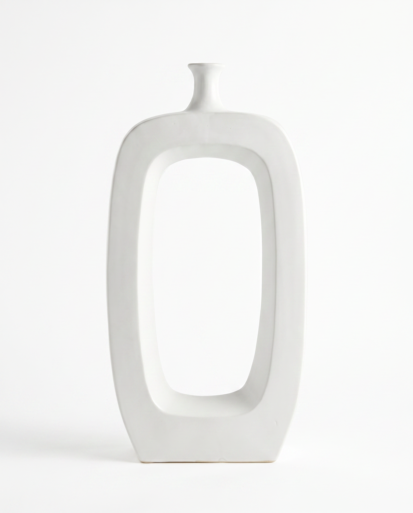 Cut Out White Vase 24.5H