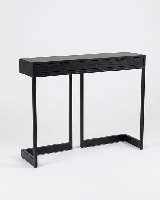 Modern Wishbone 2-Draw. Console Tbl, Designer A. Jacobs Marks, Solid Maple, Cork Lined 48W 15D 36.25H