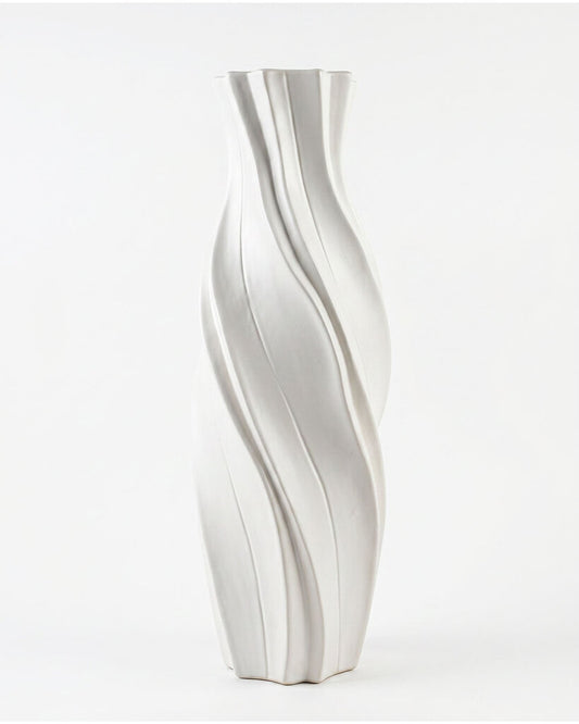 Stoneware Ceramic Vase/White 25H