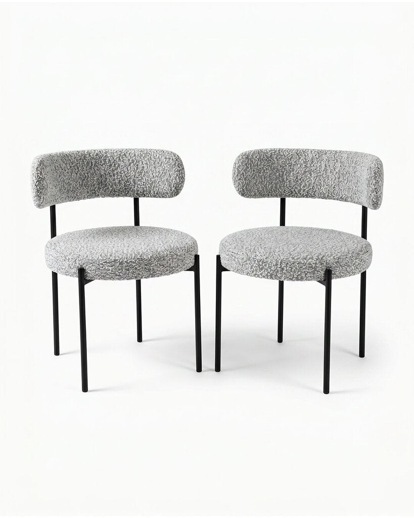 Meridan Beacon Boucle Grey Fabric Dining Chairs (PAIR) 21.5 x 20.5 x 30.25