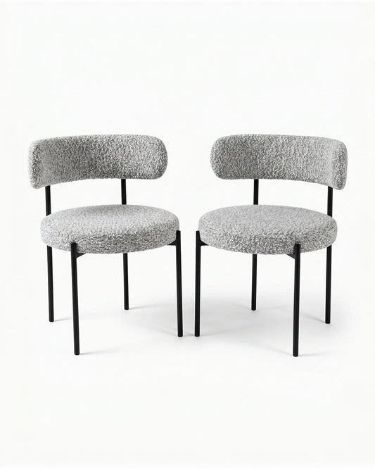 Meridan Beacon Boucle Grey Fabric Dining Chairs (PAIR) 21.5 x 20.5 x 30.25
