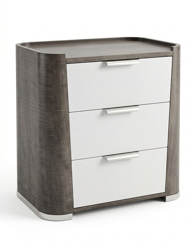AICO Michael Amini Roxbury Park 3-Drawer Nightstands in Slate 28W x 18D x 28H - PAIR - AS IS