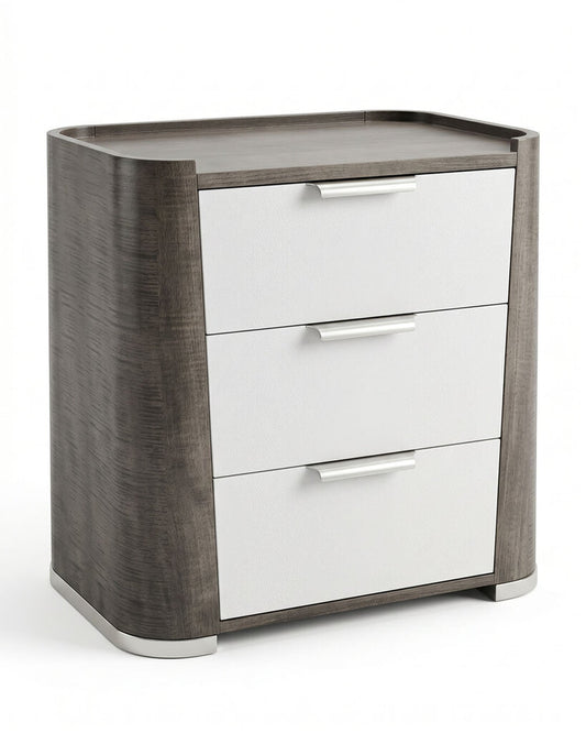 AICO Michael Amini Roxbury Park 3-Drawer Nightstands in Slate 28W x 18D x 28H - PAIR - AS IS