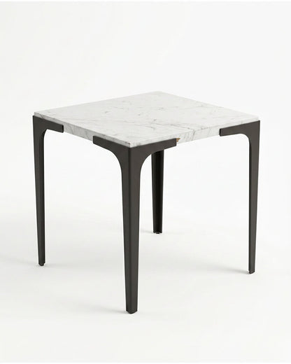 Magnussen Mercer End Tables, White Marble Top, Forged Iron Legs 22 x 24 x 24.5H - PAIR