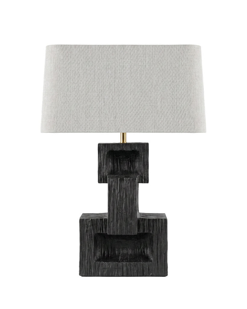 Arteriors Home Rendor Table Lamp, Ebonized Resin, Antq. Brass Finial 28"H