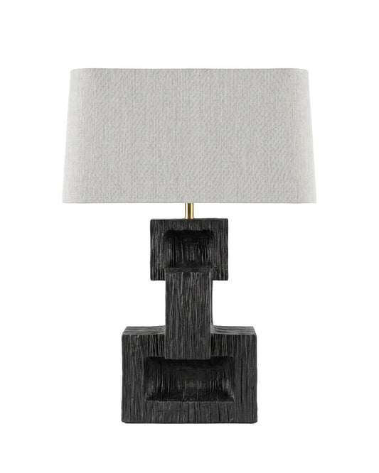 Arteriors Home Rendor Table Lamp, Ebonized Resin, Antq. Brass Finial 28"H