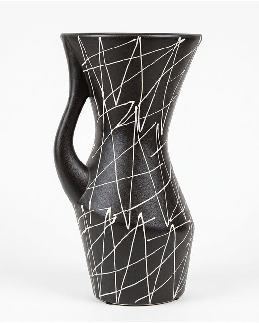 Cazden Vase, Black w/White Lines 14.25H
