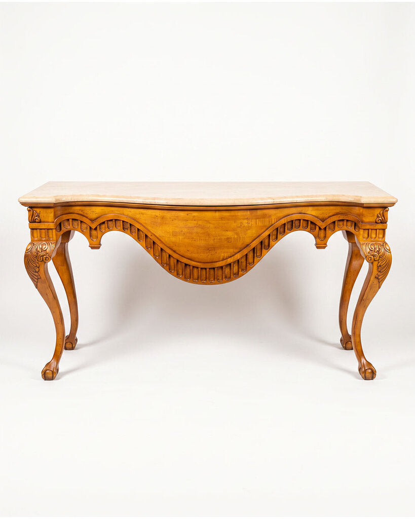 Maitland Smith Dutch Baroque Ornate Console w/Marble 67.5W 22D 35H