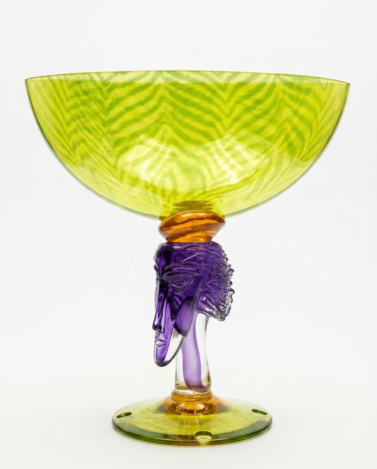 1980's Kjell Engman for Kosta Boda Art, Green & Purple 9.5 x 4.25 x 9.5H