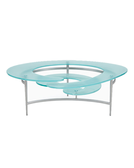 1990's Giorgio Cattelan Spiral Coffee able for Cattelan Italia, Frosted Glass Top & Steel Base 45Dia 13.5H