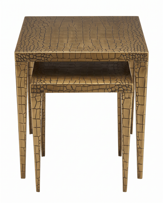 Albaninni Nesting Tables, Metallic Finish, Tapered Legs 18.25W 21H