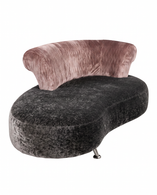 Ana Meridienne Velvet Sofa by Christopher Delcourt, curved Wrap-Around Backrest, Metal Legs 70W 39D 27H