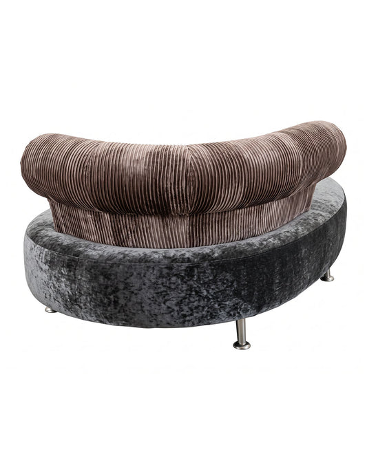 Ana Meridienne Velvet Sofa by Christopher Delcourt, curved Wrap-Around Backrest, Metal Legs 70W 39D 27H