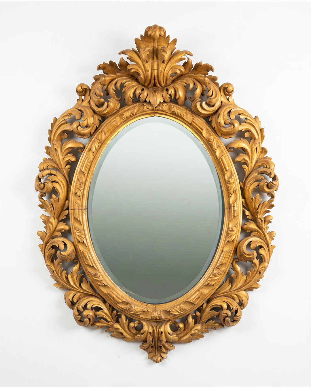 Antique Baroque Mirror w/Intricate Hand Carved Details 45W 58H