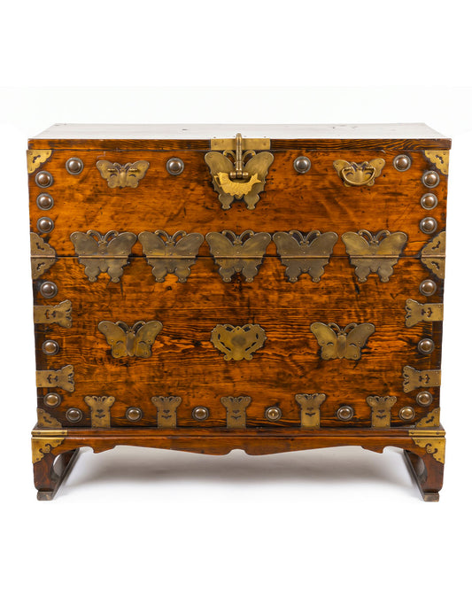 Antique Korean Bandaji Chest, Drop Front Storage 42.75W 18.5D 41.5H