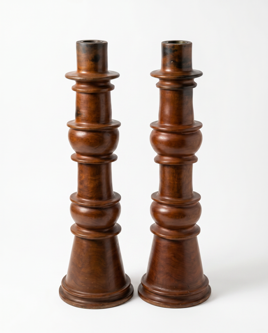 Architectural Salvage Terra Cotta Chimney Top Candlestick Holder 27H - PAIR