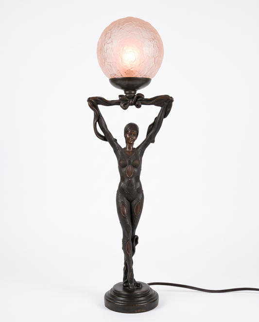 Art Deco-Style Figural, Resin Tbl. Lamp 25.75H