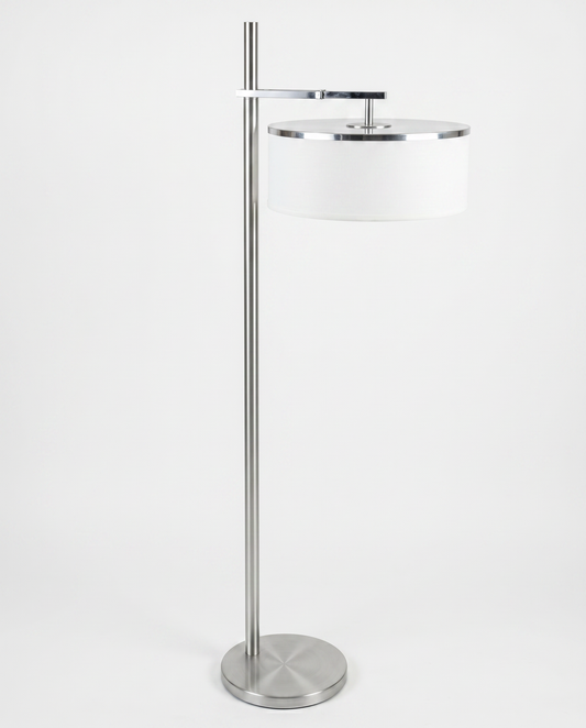Art Deco Brushed Aluminum Flip Top Floor Lamp Attributed to Kurt Versen 62.5H